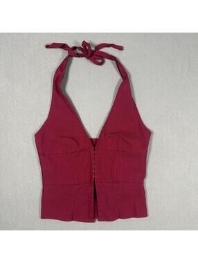 Women’s Halter Tank Top Maroon Y2K